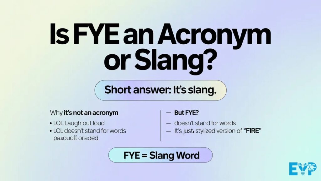 Is FYE an Acronym or Slang
