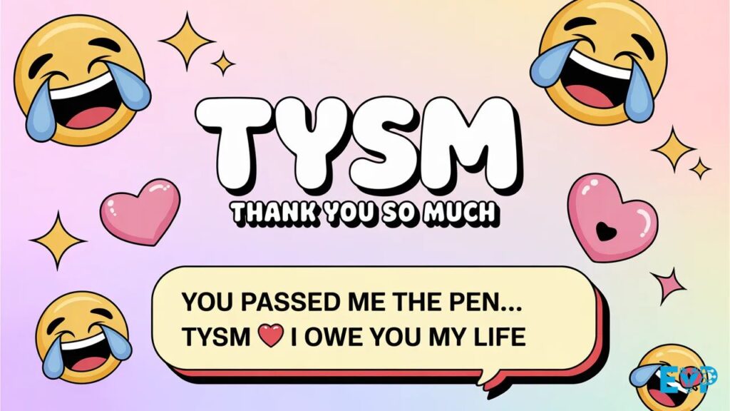 TYSM meaning in text funny usage