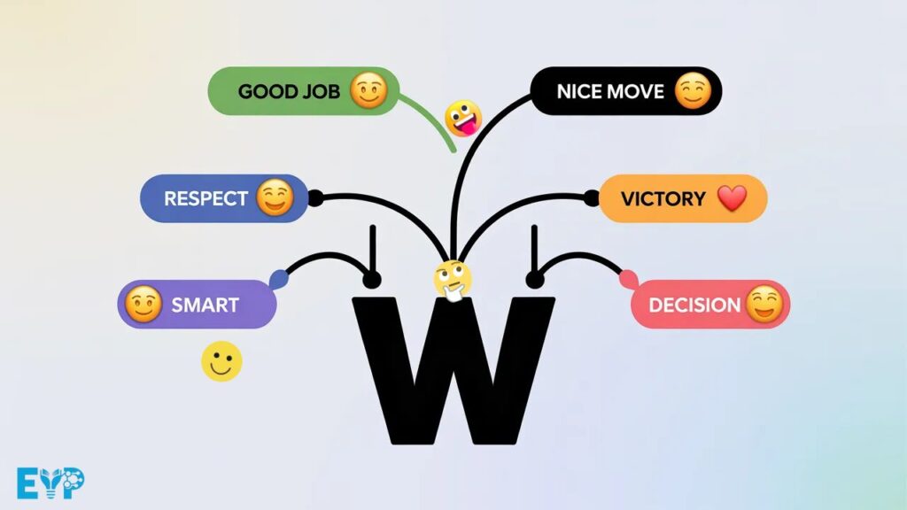 W meaning in chat usually means
