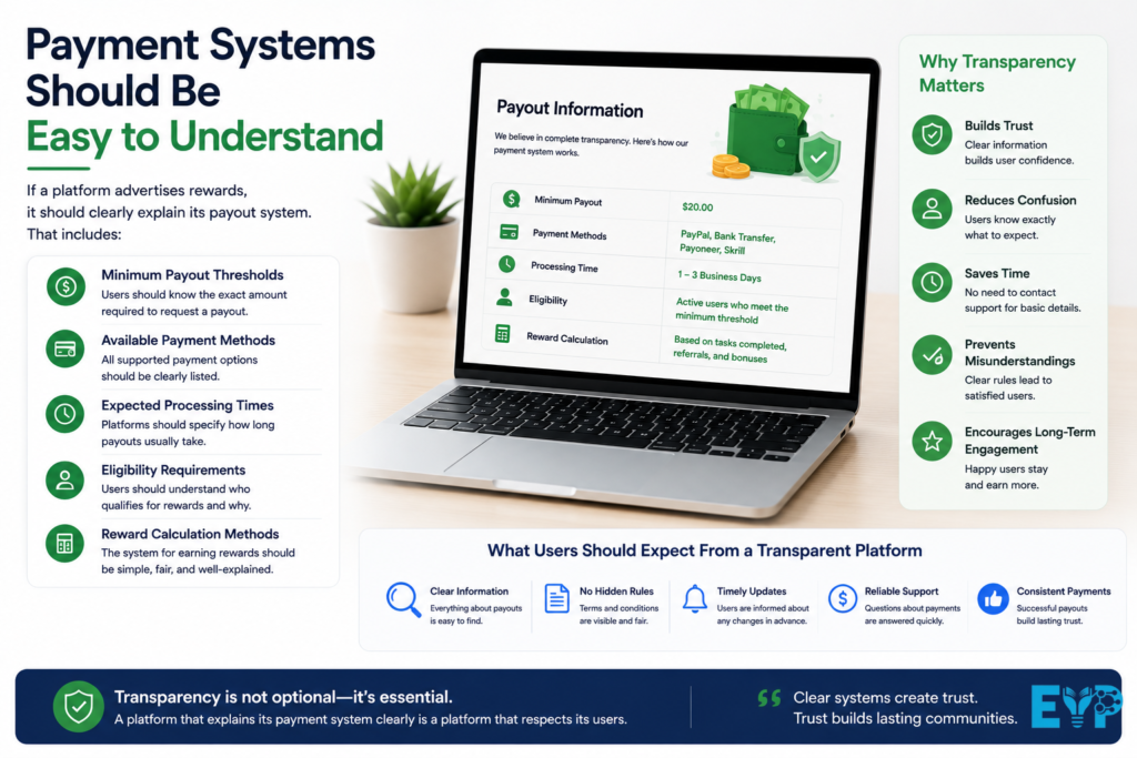 Clear payment systems for user trust