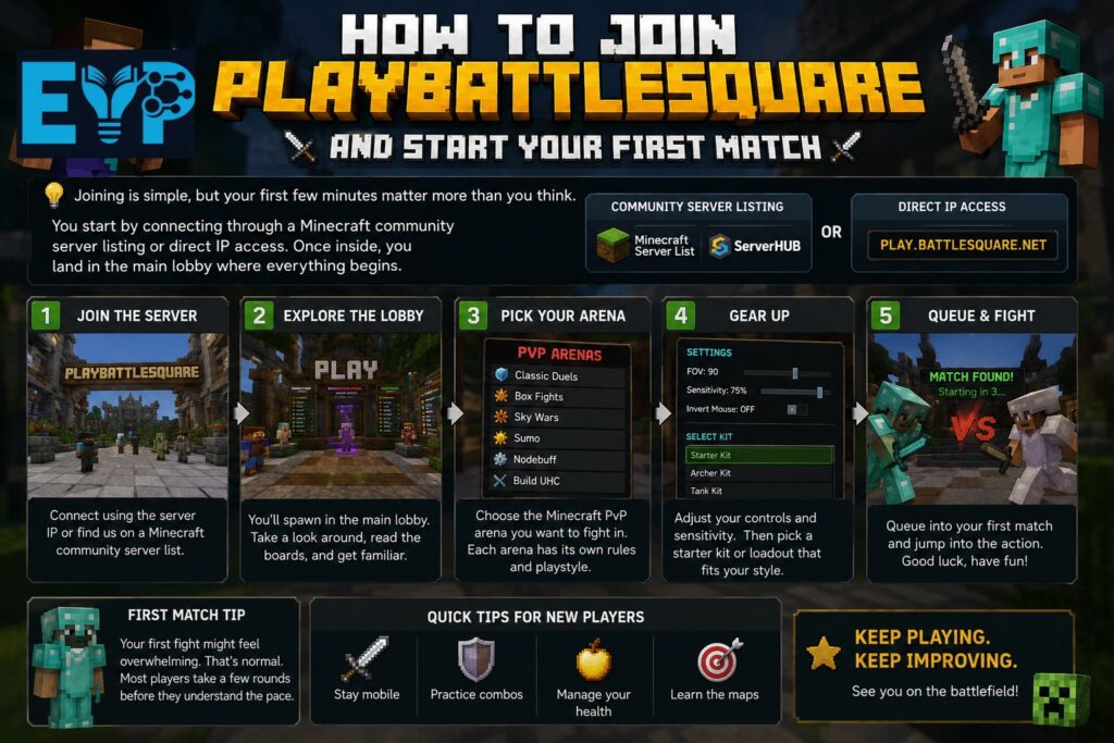 How to Join Minecraft PlayBattleSquare and Start Your First Match