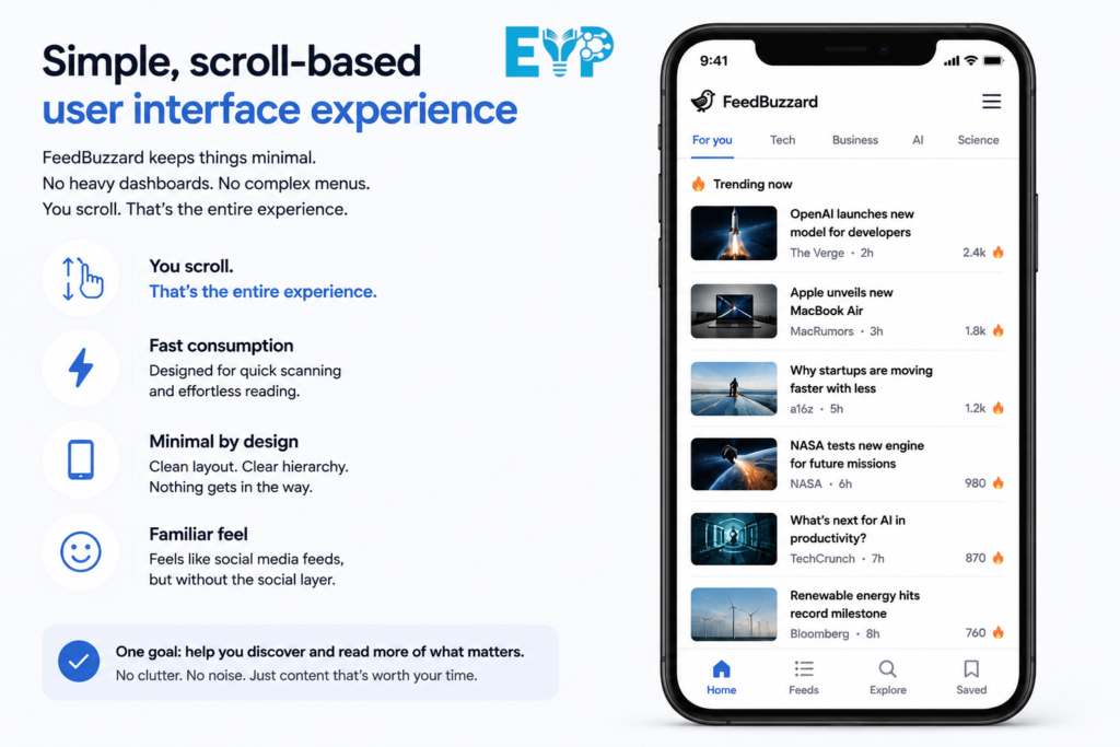Simple scroll based user interface experienc
