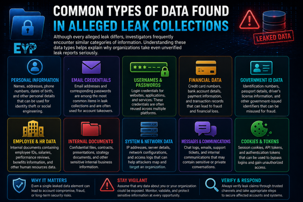 Common Types of Data Found in Alleged Leak Collections